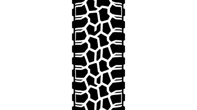 Black off-road tire tread track texture pattern isolated on white