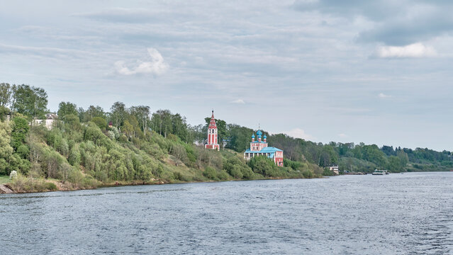 Kazan Transfiguration Church on Volga River Bank in Tutayev, Russia
