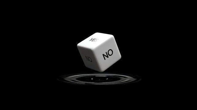 White die labeled "NO" floats above water
