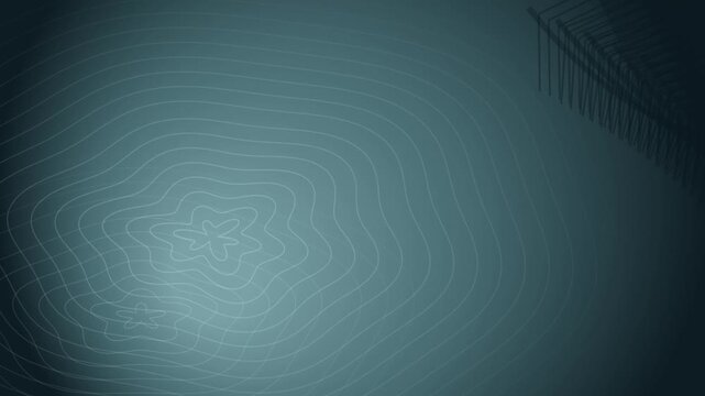 Abstract teal background, with pulsing geometric, ripple waves and, minimalist linear motion