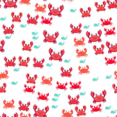 Cute cartoon crabs and whales pattern © ebar