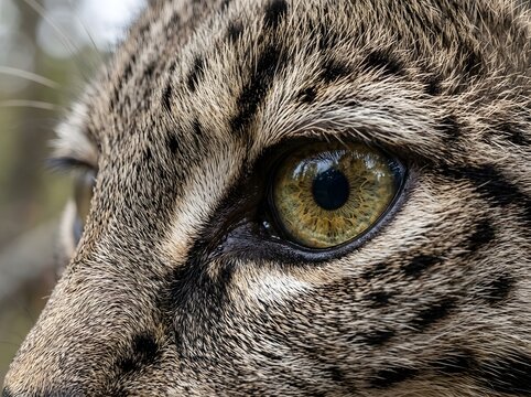 Extreme Macro Close Up of Spotted Wild Lynx Cat Eye