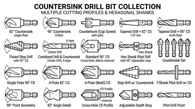 Collection of Countersink Drill Bits