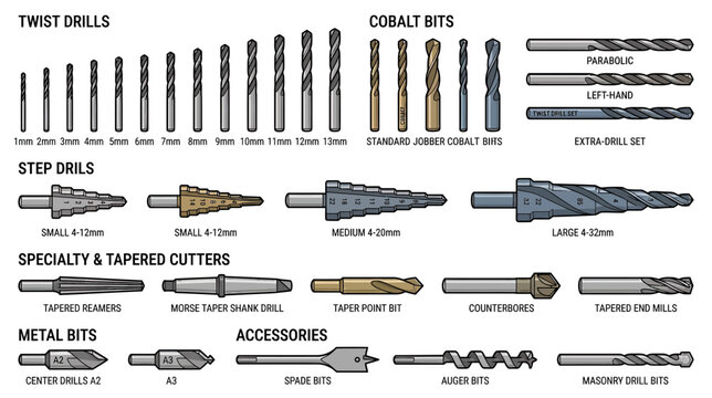 Assorted Drill Bits and Cutting Tools Collection
