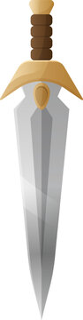 Ancient dagger featuring a gold hilt and sharp silver blade
