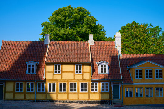 Typical building the town of Roskilde in Denmark. Built with wood and brick.