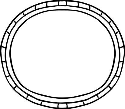 Hand drawn simple oval frame with a decorative outer border