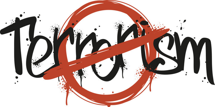 Graphic showing the word terrorism crossed out with a red exclusion sign