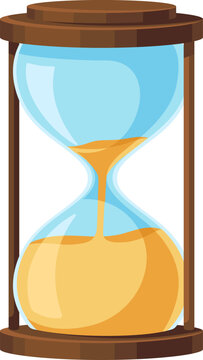 Hourglass illustrating time passing with golden sand moving through a clear glass vessel