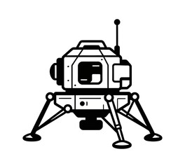 Minimalist Black and White Vector Illustration of a Lunar Landing Module © ARIF