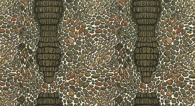 Seamless Reptile Skin Pattern Vector with Crocodile and Snake Scales