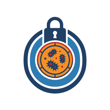 Biological Virus Protection Padlock Icon Design for Lockdown and Health Safety Concept