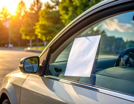 車に貼られたメモ、連絡事項掲示