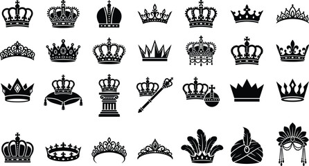 Set of various royal crowns and tiaras © Dulal