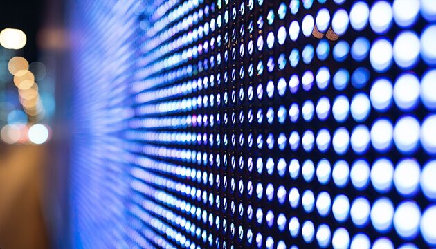 Abstract pattern of blue LED lights creating a vibrant, digital background.