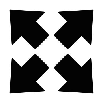 Black fullscreen expand arrows icon, maximize and interface navigation symbol vector illustration isolated on white background