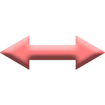 Pink 3D double sided arrow horizontal navigation direction symbol vector illustration
