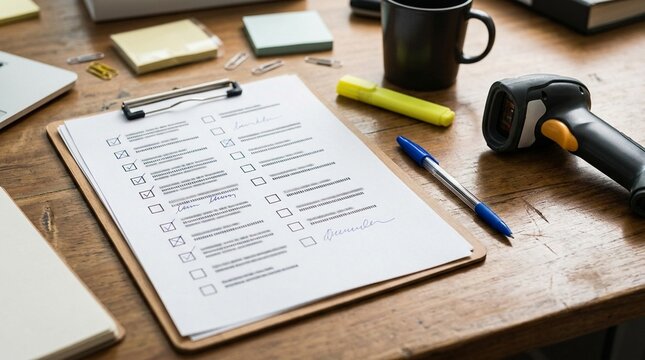 Warehouse Software User Acceptance Testing Checklist on Desk for Implementation Quality Assurance