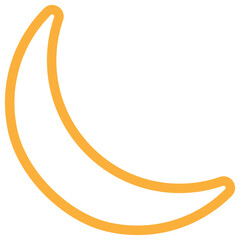 Yellow crescent moon outline icon night symbol vector illustration © Rizwan