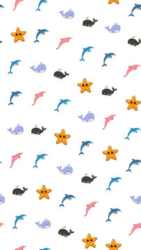 Cute cartoon sea animals pattern