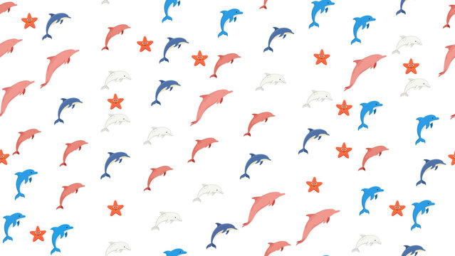 Dolphin and Starfish Repeating Pattern