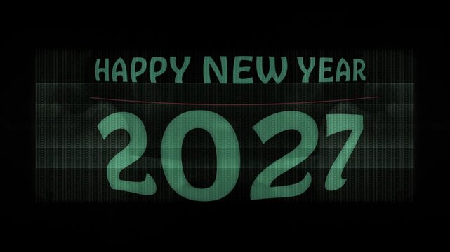 2027 Happy New Year Retro CRT Glitch Animation Background