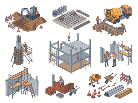 ConstructionWorkersUsingHeavyMachineryAndToolsIllustration.