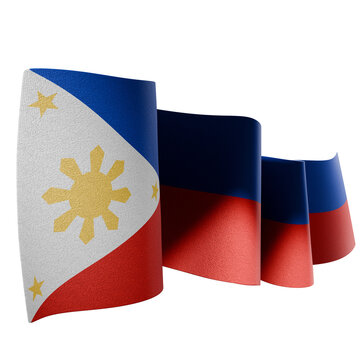 Watawat ng Pilipinas Waving Fabric Philippine Flag 3D Render Furled Edge