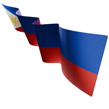 Watawat ng Pilipinas Waving Fabric Philippine Flag 3D Render Curving Ribbon