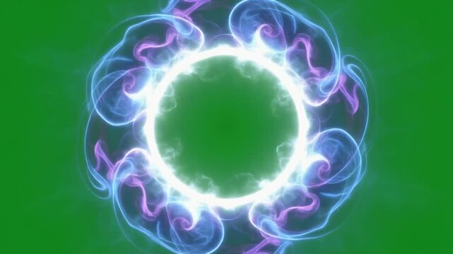 Luminous Dimensional Portal Opening in Center on Chroma Green