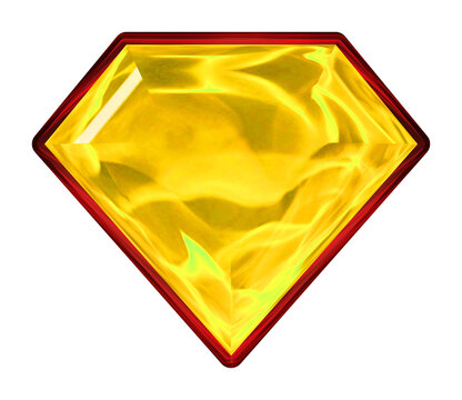 Gold gem icon with red metallic border
