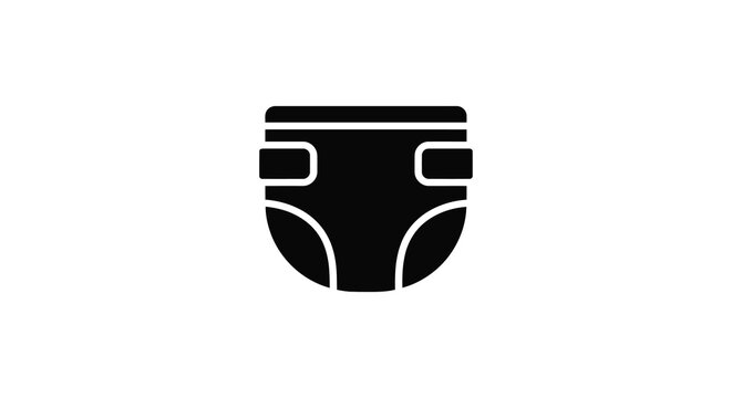 Black silhouette of a baby diaper on a white background silhouette