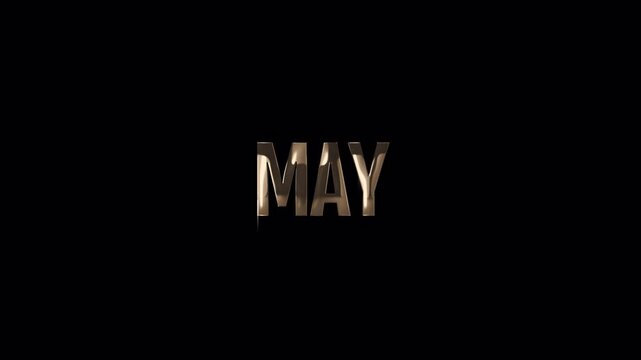 Gold May Text on Black for Spring Calendar Title Card