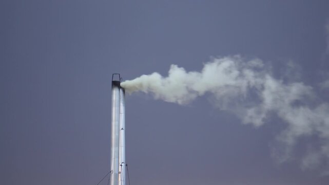 Factory, pullution, white smoke from chimney