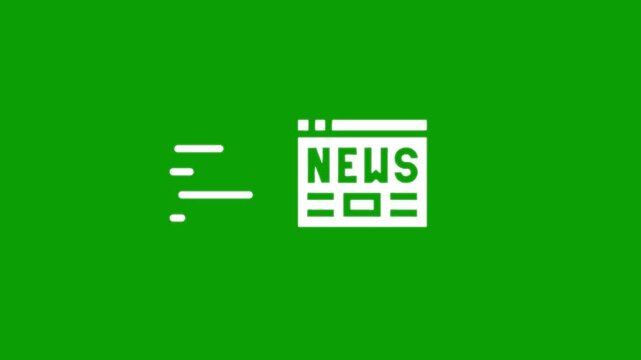 News paper fast delivery animation, motion graphic design element on green screen chroma key background.