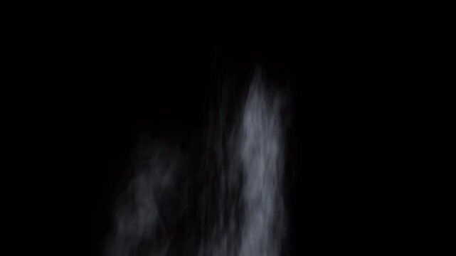 Soft white smoke plumes drifting on black background.