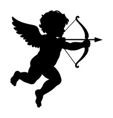 Fototapeta premium PNG Silhouette cupid with bow