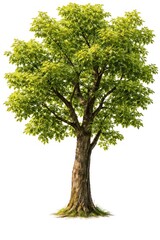 Obraz premium Lush green tree isolated on white background, natural foliage