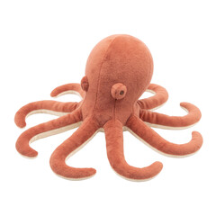 Plush octopus toy in soft brown on a transparent background © Boris Puzdak