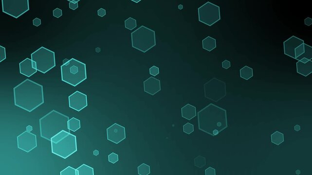 Abstract gradient background with translucent hexagon bokeh animation, soft glowing floating geometric shapes modern tech aesthetic