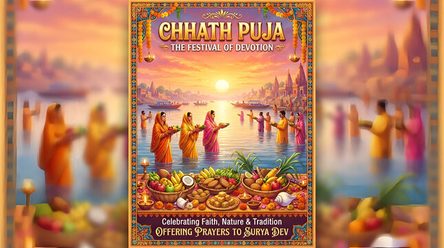 Chhath puja decorative traditional border