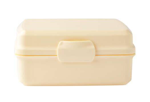 Yellow food storage container with lid for kitchen use