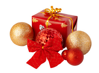 Fototapeta premium Decorative Christmas gifts and ornaments arranged for holiday celebration