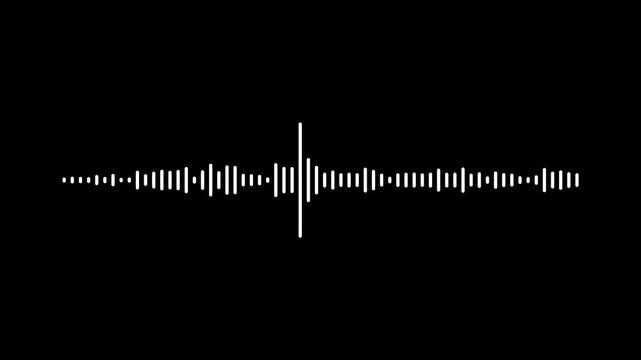 Abstract music sound wave and audio spectrum animation,  white equalizer and music sound waves on black screen background, white audio waveform visualizer animation, modern music bars animation. 4k