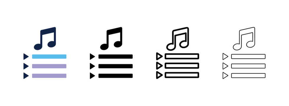 Music playlist and digital audio player track icon set