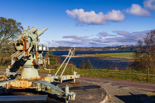 World War II Coastal Artillery Gun on Herdla Island, Norway