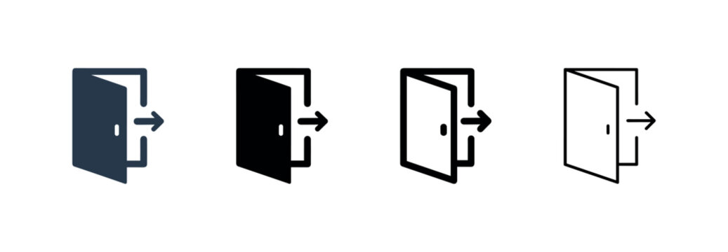 Door Exit Logout Arrow Icon Set