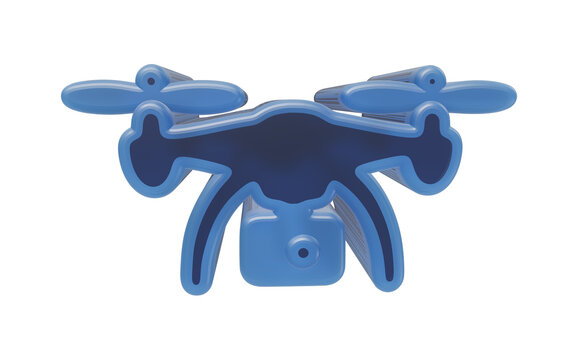Blue quadcopter drone 3d icon isolated on transparent background for aerial photography and smart surveillance tech