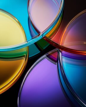 Macro View of Overlapping Iridescent Glass Circles
