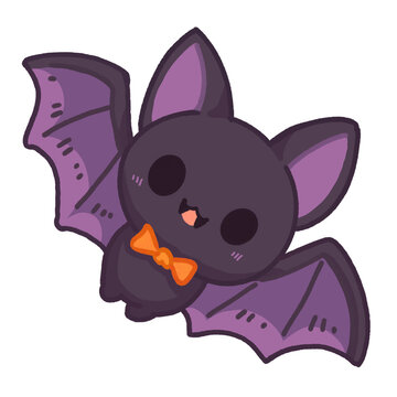 Cute flying bat wearing bow tie halloween clipart PNG
